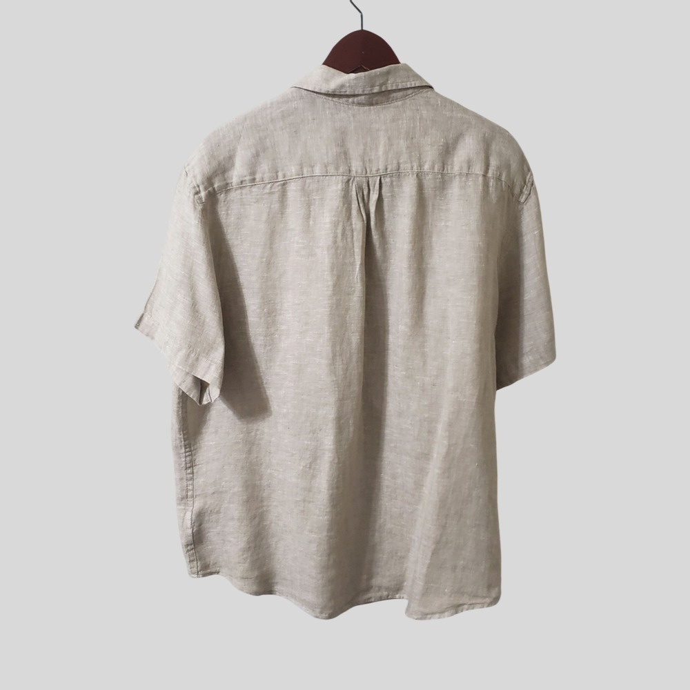 Panama Jack Mens Tan 100% Linen Short‎ Sleeve Button Down Shirt Size XL - Picture 3 of 10